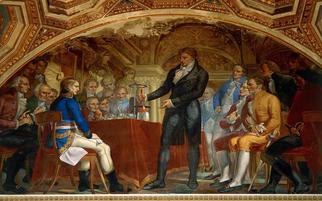 Alessandro Volta Demonstrating the World’s First Battery to Napoleon in 1801